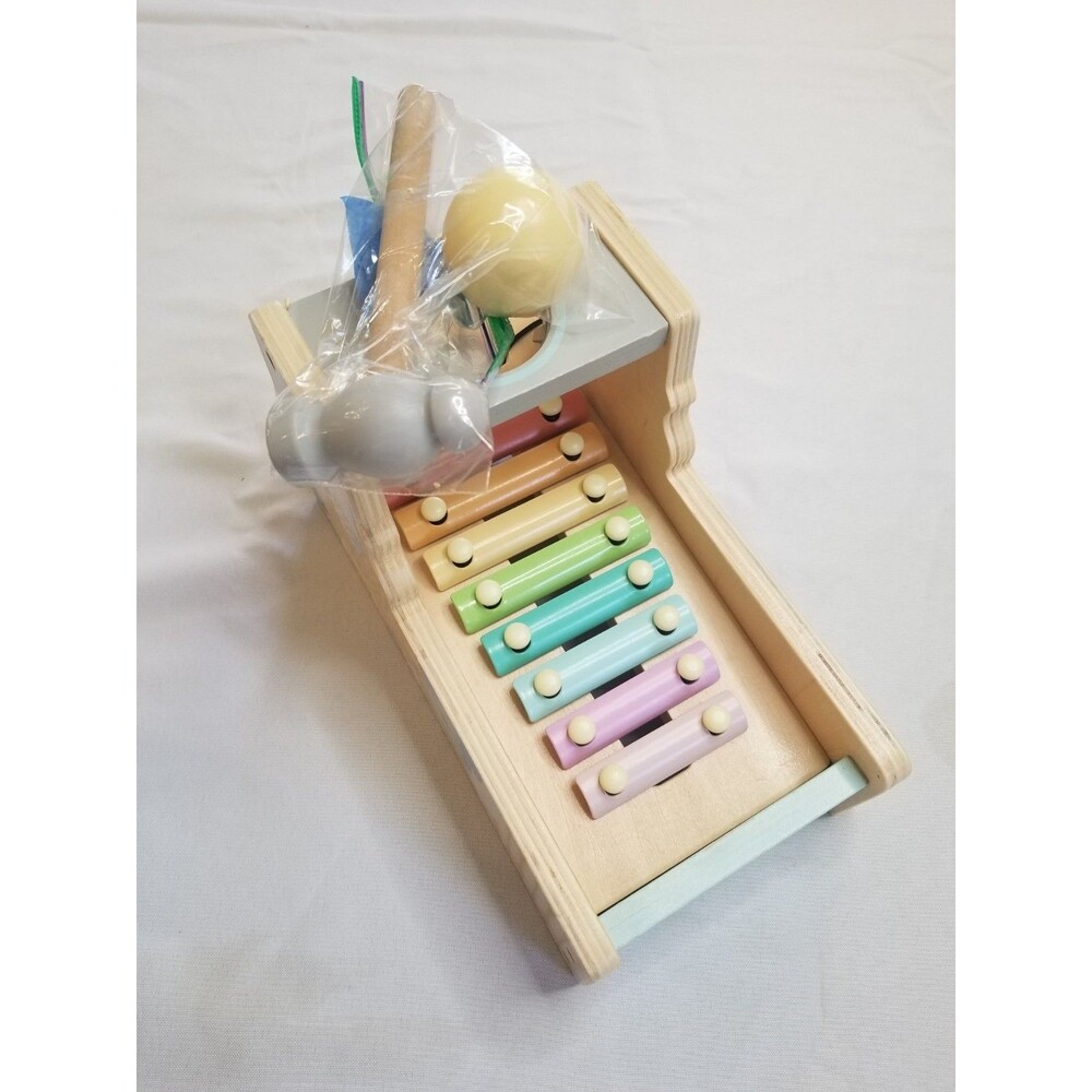 Coco Village Wood Ball & Mallet Music Toy Removable Rainbow Xylophone Ages 1+